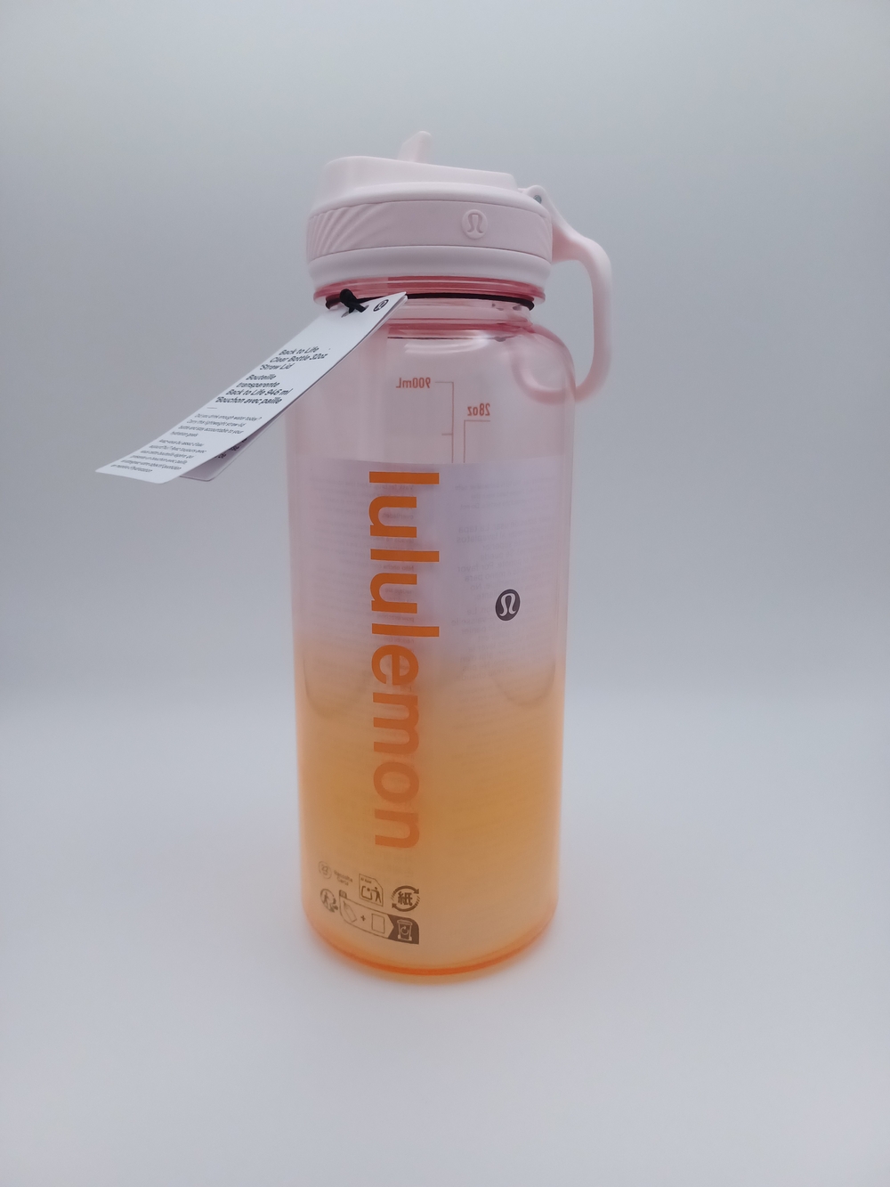 Lululemon Back To Life Gradient 900mL Sports Clear Bottle with Straw Lid